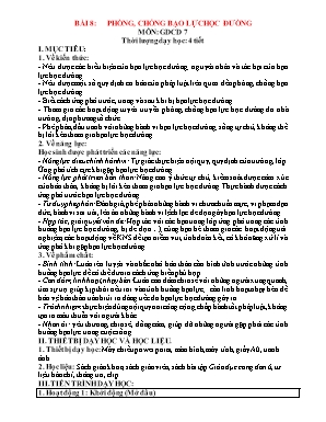 Giáo án Giáo dục công dân Lớp 7 (Sách Chân trời sáng tạo) - Bài 8 Phòng, chống bạo lực học đường - Năm học 2022-2023